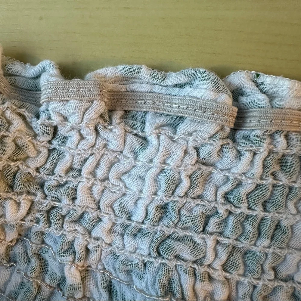 She's Cool Green and White Smocked Short Lined Bubble Mini Skirt size Large